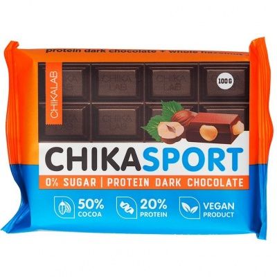Детальное фото CHIKALAB ChikaSport Шоколад (100 гр) Темный с фундуком