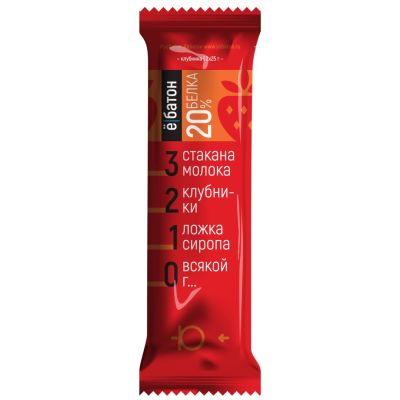 Детальное фото Ё-батон Protein Bar (50 гр) Клубника в глазури